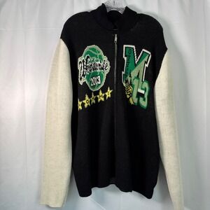 NWT Boohoo Man 1/4 Zip Sweater 2013 Worldwide Black and Green Large